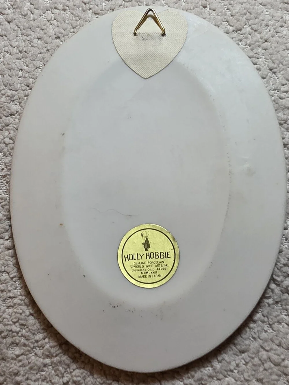 Vintage 1973 Holly Hobbie Porcelain Wall Plaque WWA Japan